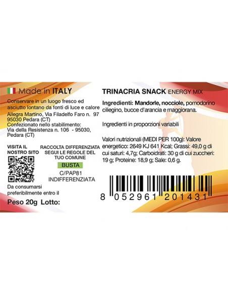 Trinacria Snack Energy Mix 20 gr Due Palmenti