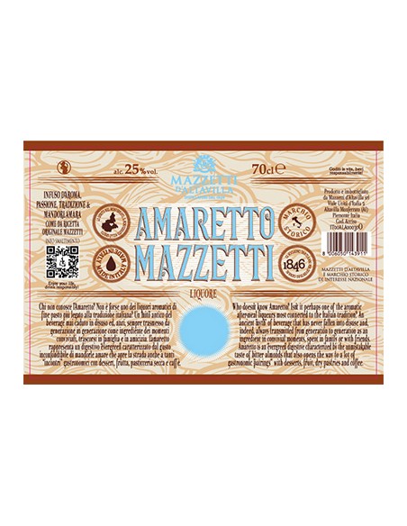 Amaretto Cilindro 70 cl Mazzetti