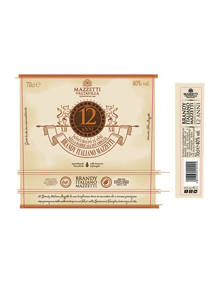 Brandy 12 años Cilindro 70 cl Mazzetti