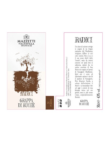 Grappa di Ruchè Cilindro 50 cl Mazzetti