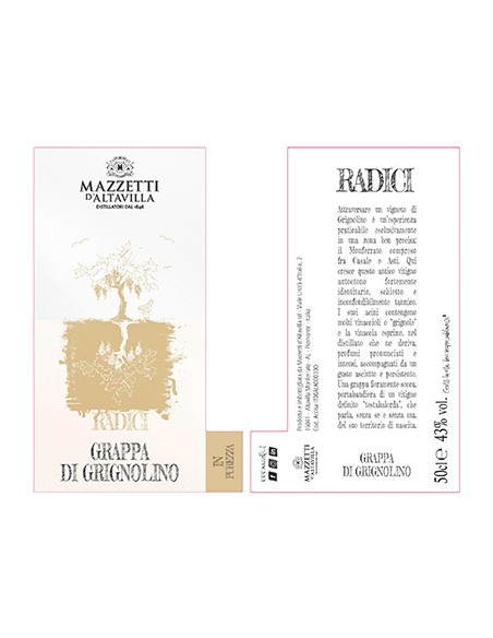 Grappa di Grignolino Cilindro 50 cl Mazzetti