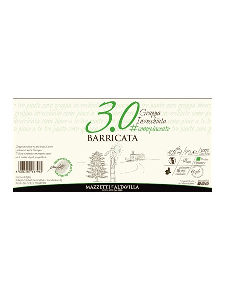 Grappa 3.0 Barricata 70 cl Mazzetti