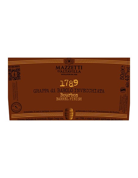 1789 Grappa di Barolo Cask Finish 50 cl Mazzetti