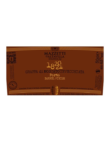 1820-21 Grappa di Moscato Cask Finish 50 cl Mazzetti