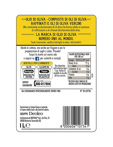 Aceite de Oliva Clásico 1 lt Bertolli