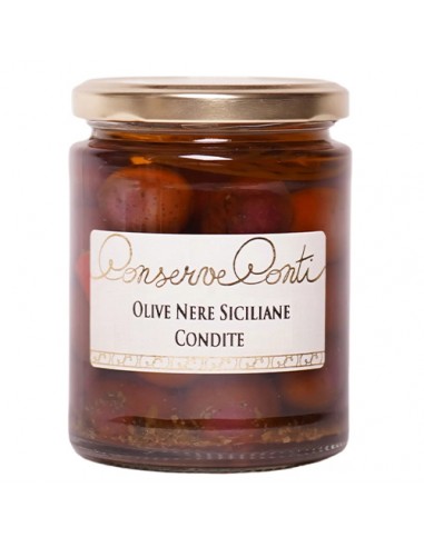 Olives noires siciliennes assaisonnées 270 gr Conserve Conti