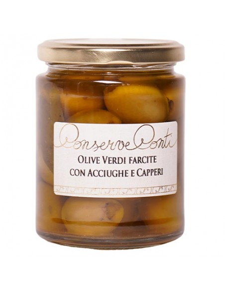 Olive Verdi Farcite con Acciughe e Capperi 270 gr Conserve Conti