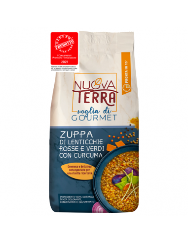 Sopa De Lentejas Rojas Y Verdes Con Cúrcuma 180 gr Nuova Terra