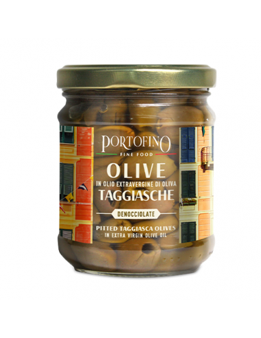 Aceitunas Taggiasca deshuesadas con aceite EVO 180 gr Portofino