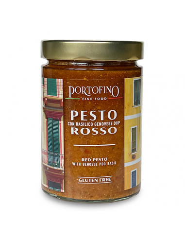 Pesto Rojo florero de cristal 500 gr Portofino