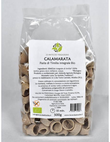 Organic Wholemeal Timilia Calamarata 500 gr Le Antiche