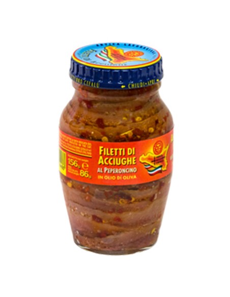 Filetti di acciughe al peperoncino 156 gr Pesce Azzurro