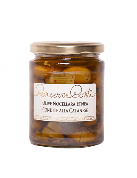 Olive Nocellara Etna condite alla catanese in olio extravergine