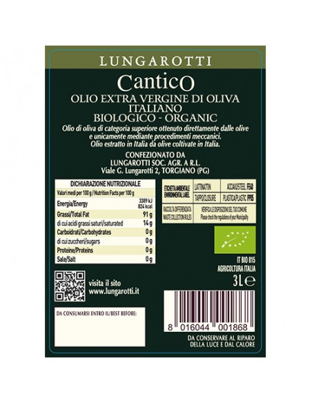 Cantico Aceite de Oliva Virgen Extra 3 lt Lungarotti