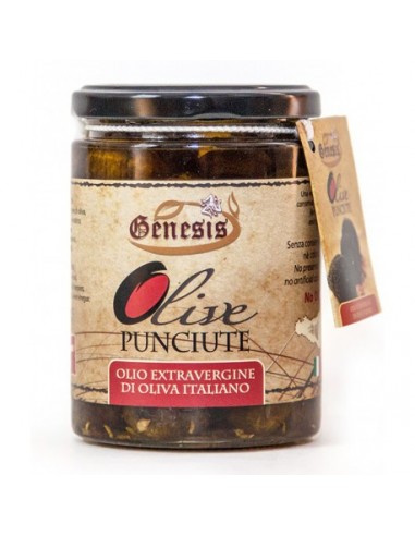 Olive Punciute olio extra vergine di oliva 300 gr Genesis