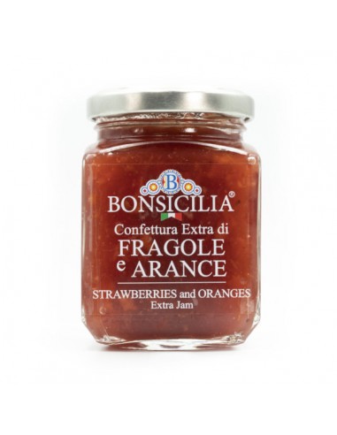 Confiture extra Fraise et Orange 240 gr Bonsicilia