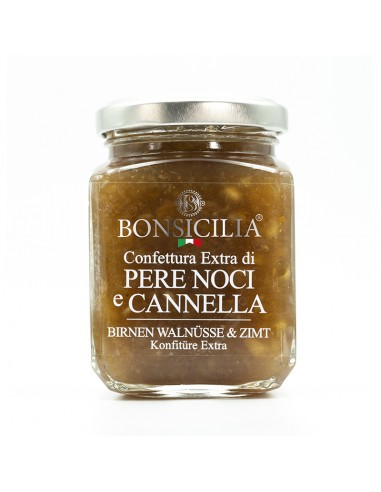 Confiture extra de poire, noix et cannelle 250g Bonsicilia