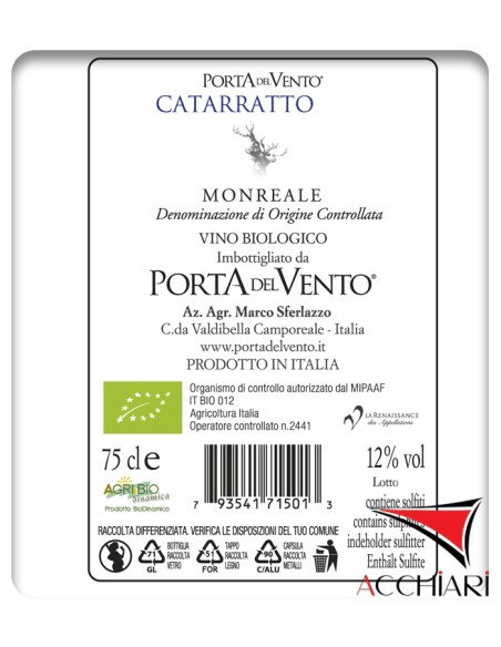 Catarratto Porta del Vento IGT Terre Siciliane 75 cl Porta del