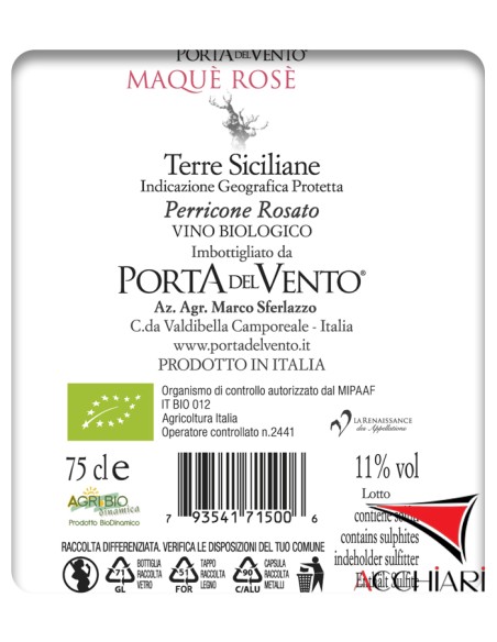 Maquè Rosè IGP Terre Siciliane 75 cl Porta del Vento