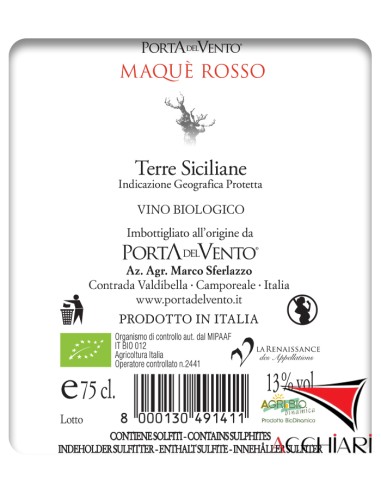 Maquè Rosso PGI Terre Siciliane 75 cl Porta del Vento