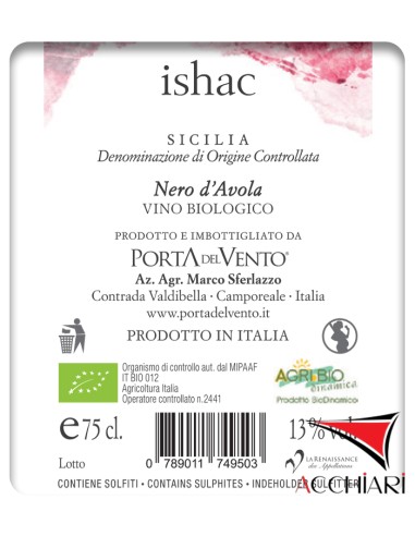 Ishac Nero D'Avola DOC Sicilia 75 cl Porta del Vento