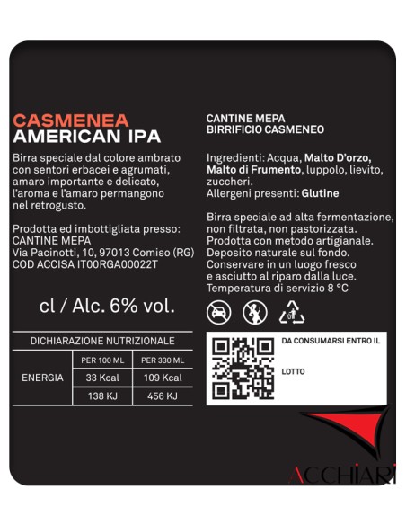 Casmenea American IPA 33 cl Pack de 12 Botellas Birrificio