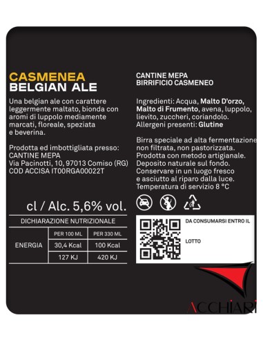 Casmenea Belgian ALE 75 cl Confezione di 6 Bottiglie Birrificio