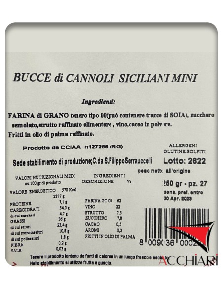 Mini Cannoli 27 Pcs Biscottificio Licitra