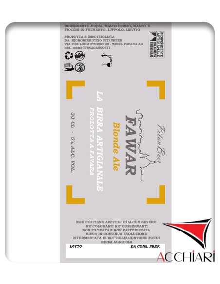 FAWAR Blonde Ale 33 cl Karton mit 20 Flaschen PitanBeer