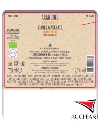 Organic Macerated White Arancino PGI Terre Siciliane 75 cl Caruso