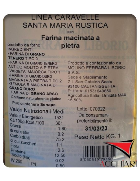 Harina para Pizza Caravelle La Rustica Línea tamaño 1 kg Molino