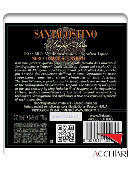 Santagostino Baglio Sorìa IGT Sicilia Nero d'Avola Syrah 75 cl