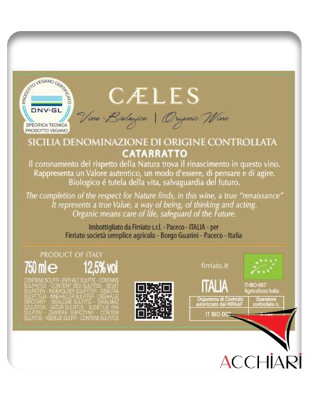 Caeles Catarratto Bio IGT Terre Siciliane 75 cl Firriato