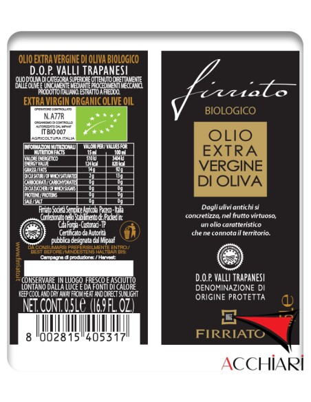 Huile de Firriato Bio Valli Trapanesi DOP 50 cl Firriato