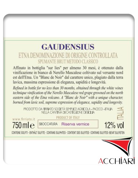 Gaudensius Blanc de Noir Brut Vin Mousseux Méthode Classique