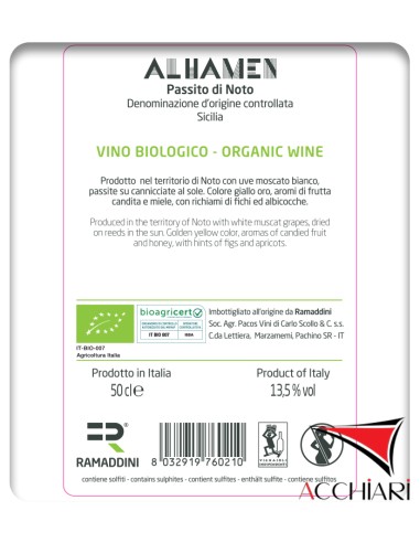 Al Hamen DOC Bio Moscato Passito di Noto 50 cl Ramaddini