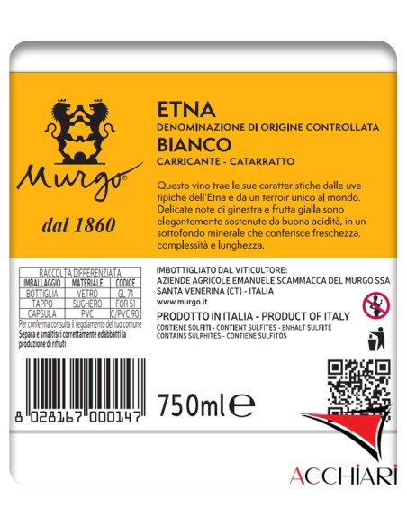 Murgo Etna Blanc DOC 75 cl