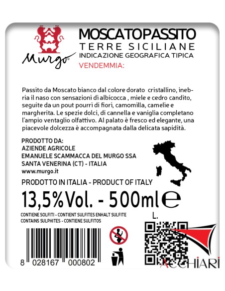 Moscato Bianco IGT Terre Siciliane 50 cl Murgo