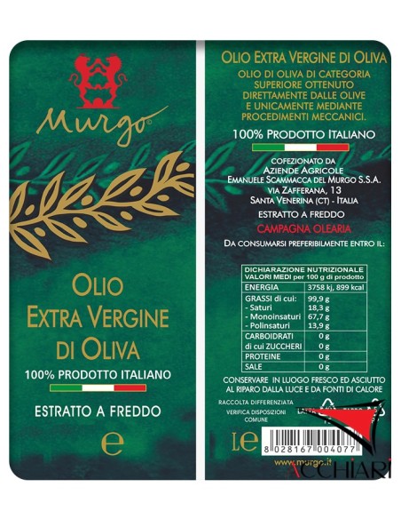 Huile d'olive extra vierge Nocellara dell'Etna IGP 10 cl Murgo