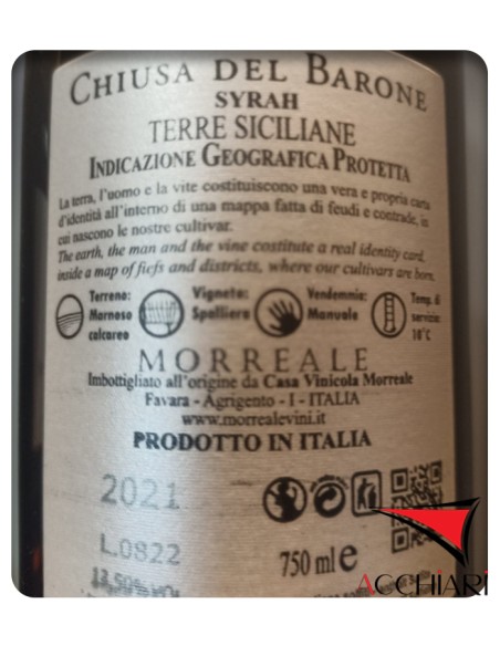 Chiusa del Barone Syrah IGP Sizilianische Ländereien 75 cl Casa