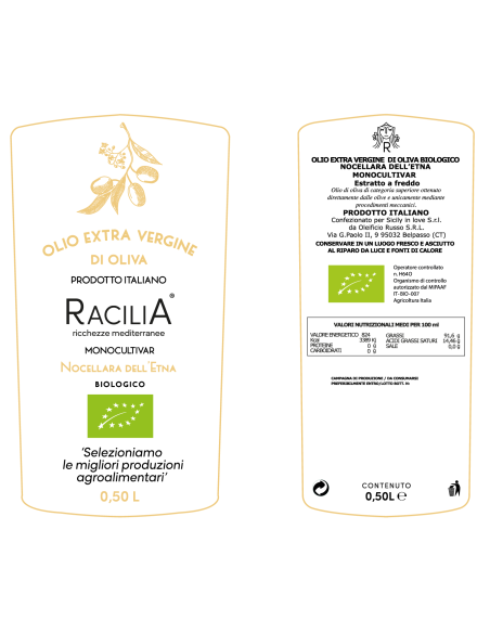 Aceite monocultivar EVO Nocellara dell'Etna ecológico 50 cl