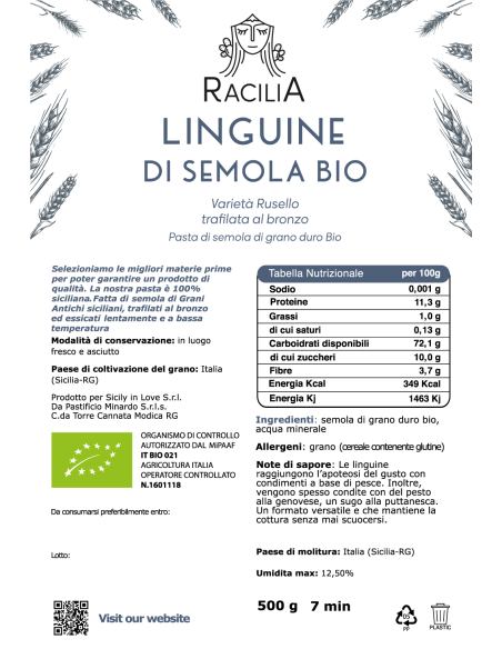 Linguini de sémola ecológico Russello Racilia