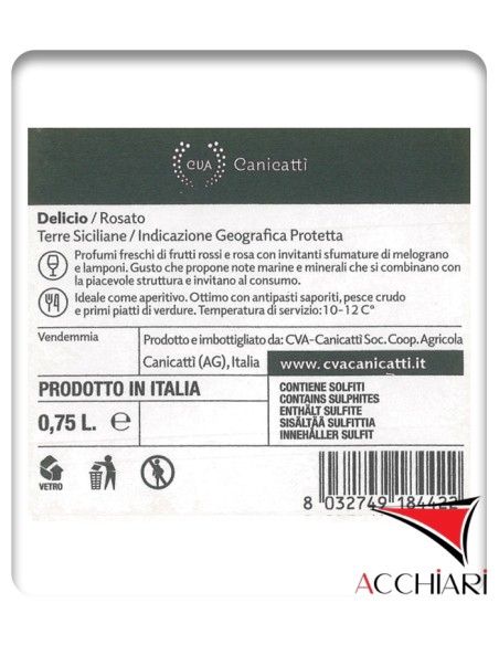 Delicio Rosato Terre Siciliane PGI 75 cl CVA