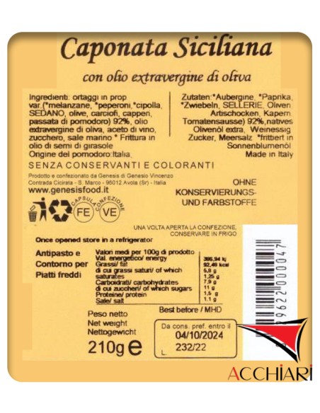 Sizilianische Caponata 200 gr Genesis