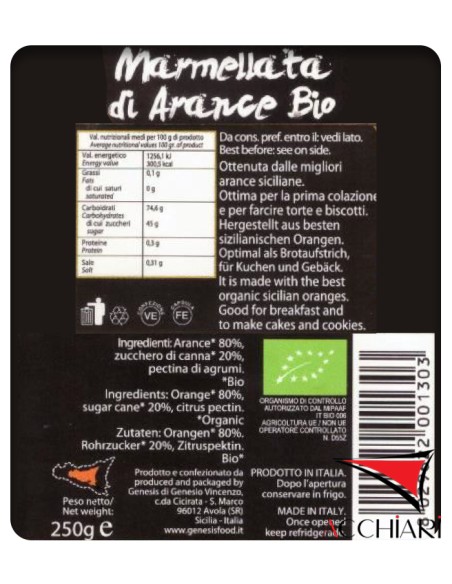 BIO Orangenmarmelade 230 gr Genesis