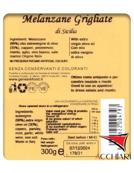 Gegrillte Auberginen 300 gr Genesis