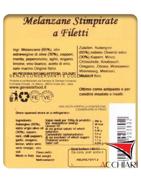 filetes de berenjena revueltos 300 gr Génesis