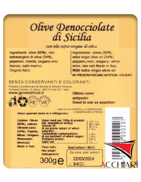 Entkernte Oliven 300 gr Genesis