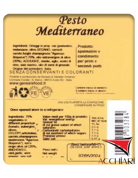 Mediterranean Pesto 200 gr Genesis