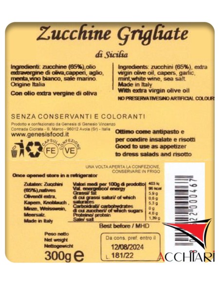 Gegrillte Zucchini 300 gr Genesis